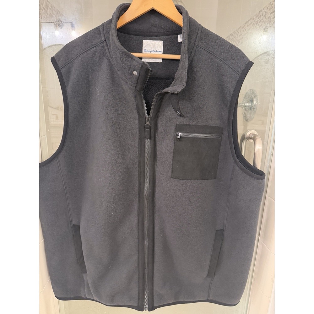Tommy Bahama Olympic Bay Vest Fleece Charcoal/ Black 2XL gorpcore